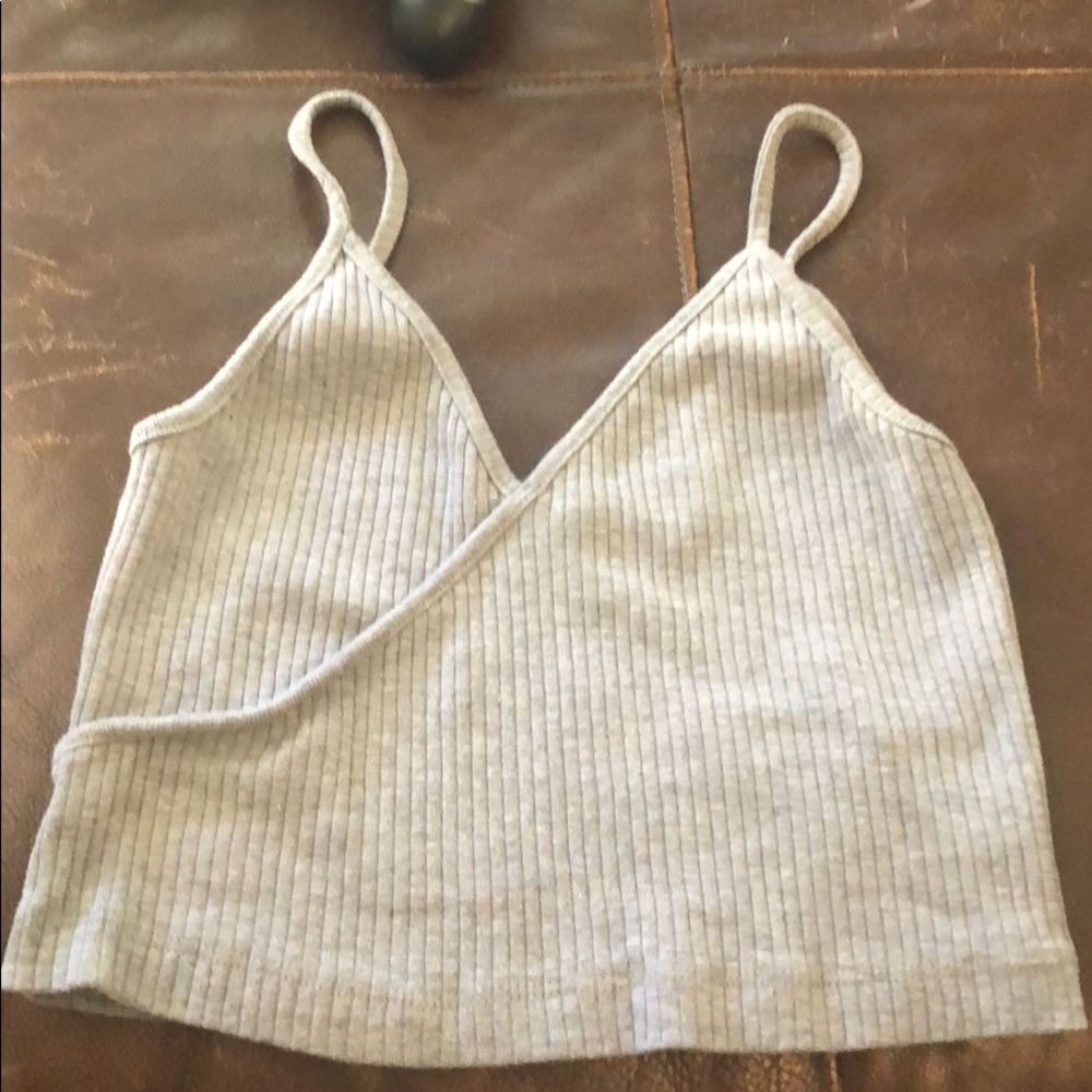 Topshop cropped tank top grey